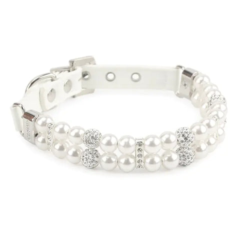 Pearl Pet Collar Artificial Pearls Rhinestone Dog Collar